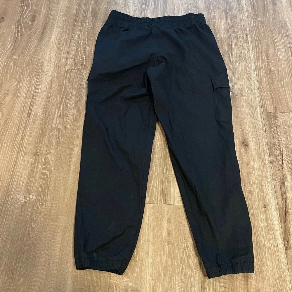 True Religion Mens Cargo Jogger Pants Medium Black Cotton Ripstop Graphic Logo